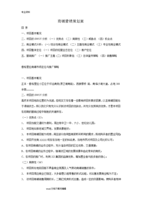 市场营销策划案的范文