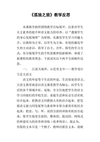 孤独之旅教学反思
