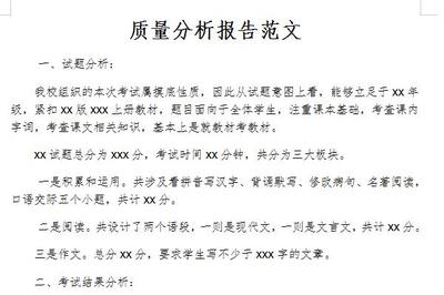 质量报告范文