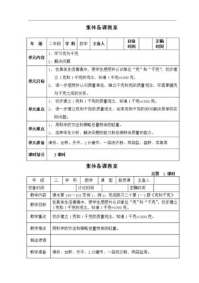 二年级数学集体备课活动记录