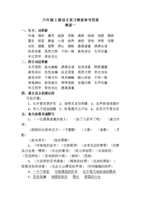 六年级上册语文复习教案