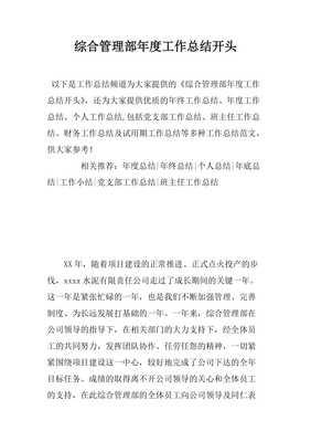 年度总结开头