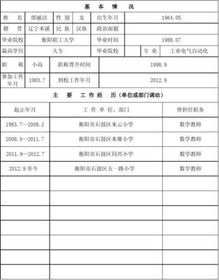 教师业务档案填写范文