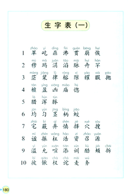 四年级语文上册生字表
