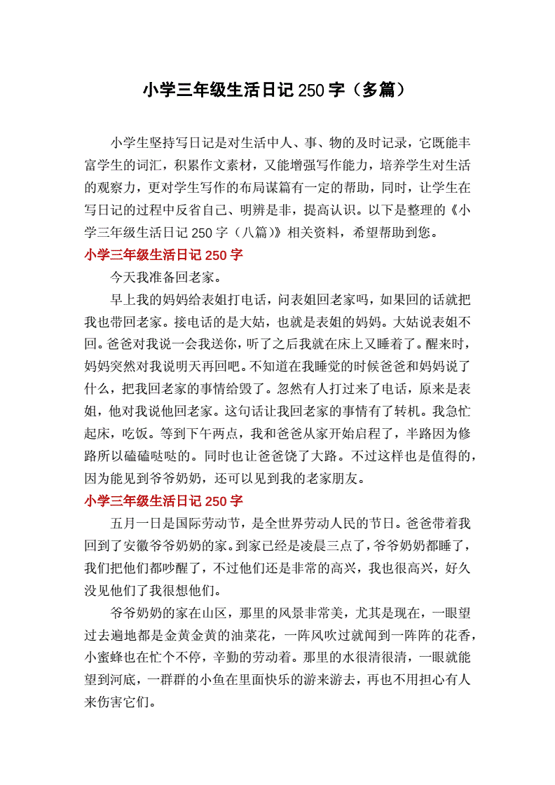 250字日记