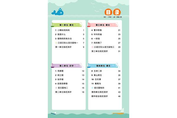 人教版二年级上册数学目录