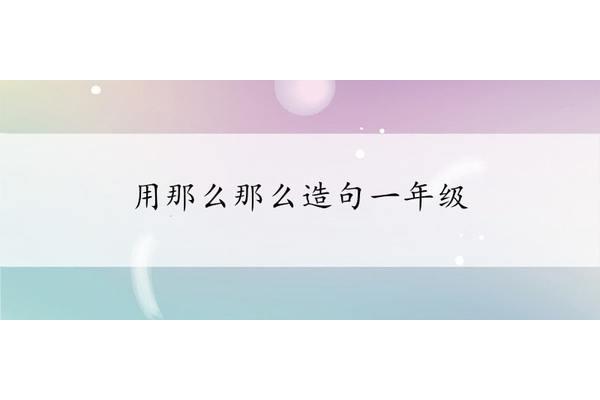 那么又那么造句