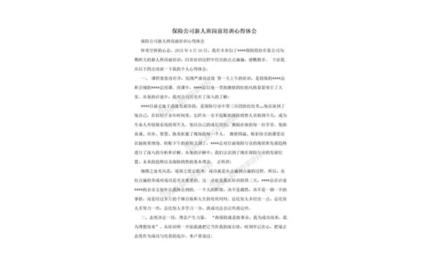 保险公司岗前培训心得